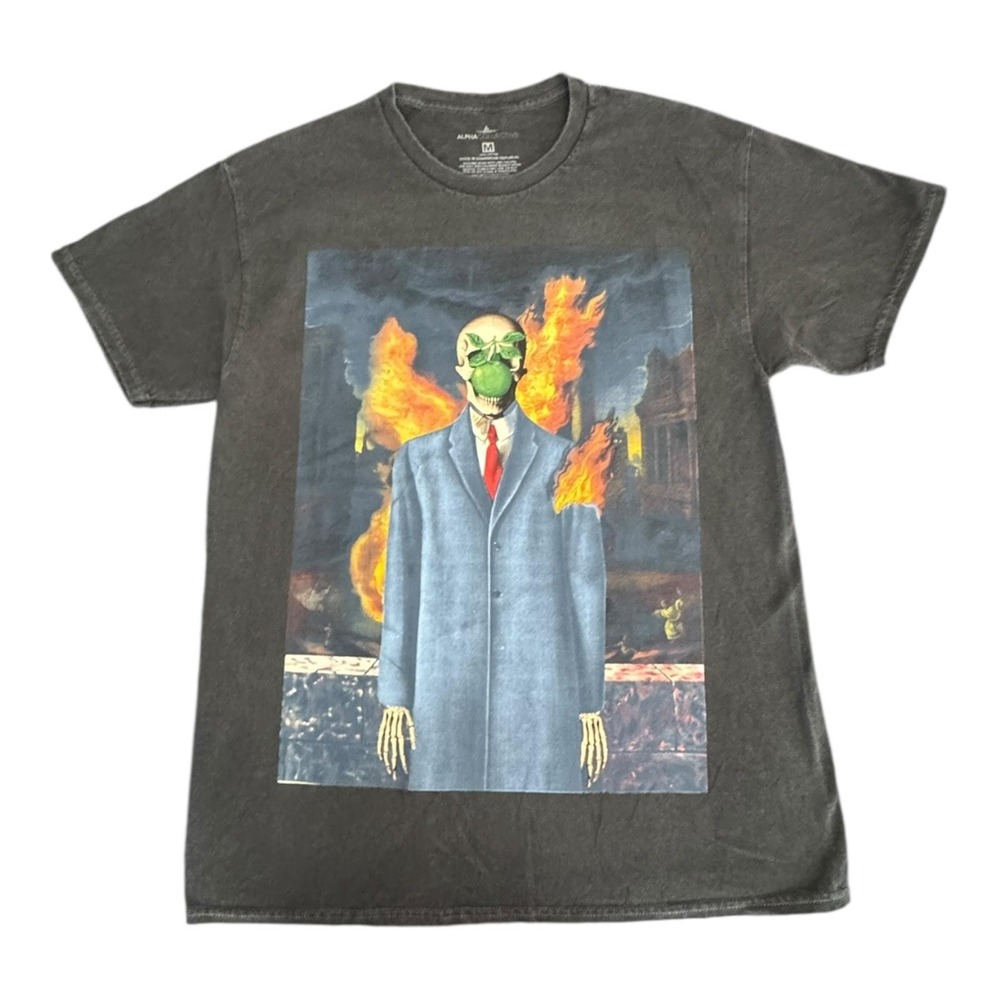 Pacsun On-Fire T-Shirt Men's Medium Black Skeleton Graphic Tee